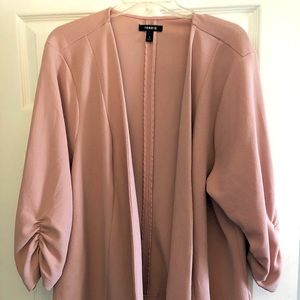 Pink blazer jacket/cardigan w/ ruched sleeves